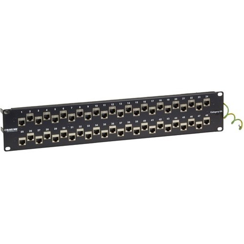 Black Box C6AFP70S-48 Patch Panels Black Box Cat6a Staggered Feed-through Patch Panel - 2u, Shielded, 48-port - 48 Port(s) - 48 X Rj-45 C6afp70s48 818283237866