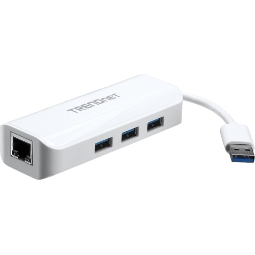 Trendnet TU3-ETGH3 Network Cards Trendnet 3-port Usb 3.0 Hub With 10/100/1000 Mbps Gigabit Ethernet Adapter (3 Usb 3.0 Ports; A Rj45  Tu3etgh3 710931180008