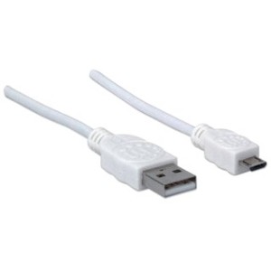 Manhattan 323987 Cables Manhattan Hi-speed Usb 2.0 A Male To Micro-b Male Device Cable - 3 Ft - White - Usb For Notebook - 3 766623323987