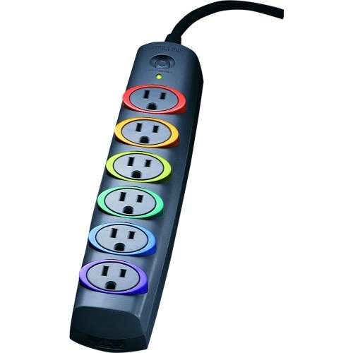 Kensington K62146NA Surge Protectors Kensingtonandreg; Smartsocketsandreg; Surge Strip, 370 Joules, 6' Cord, 6 Power And 1 Phone Outlet, Color  085896621461
