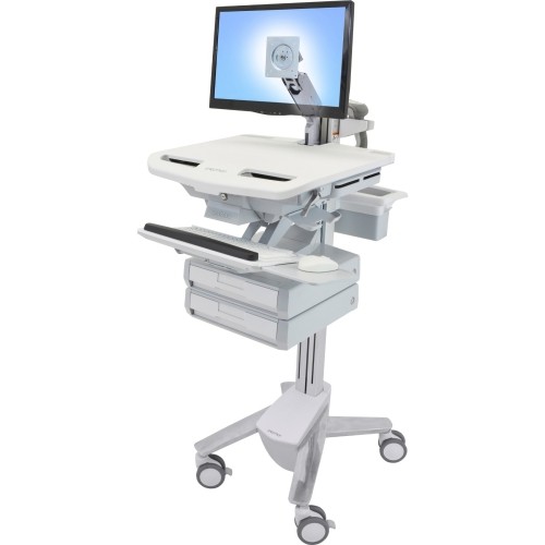 Ergotron SV43-1220-0 Stands & Cabinets Ergotron Styleview Cart With Lcd Arm, 2 Drawers - Up To 24" Screen Support - 39 Lb Load Capacity - 5 Sv4312200 698833043655