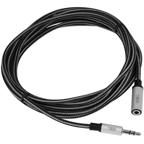 Siig CB-AU0D12-S1 Cables Siig Woven Fabric Braided 3.5mm Stereo Aux Cable (m/f) - 3m - 9.80 Ft Mini-phone Audio Cable For Aud Cbau0d12s1 662774021386
