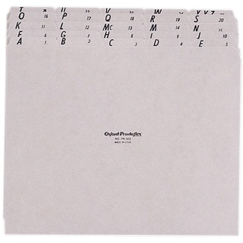 Pendaflex PN925 Tab Indexes Type Iii Pressboard A-z File Guide Set PFXPN925 078787922556