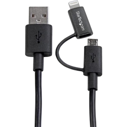 Startech LTUB1MBK Cables Lightning Or Micro Usb To Usb Cable - 1m (3ft), Black 065030860468