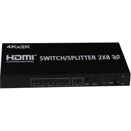 4xem 4XHDMI2X84K VGA Switchboxes 2x8 Port Hdmi Splitter\switcher Supports 3d 4k/2k 873791011049