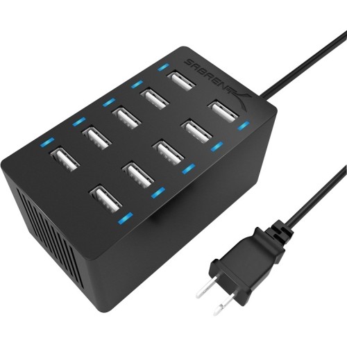 Sabrent AX-TPCS Power Adapters 60 Watt (12 Amp) 10-port Desktop Usb Rapid Charger Axtpcs 819921011671