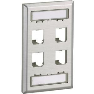 Panduit CFPL4SY Faceplates & Mounting Boxes Panduit Cfpl4sy Faceplate - 4 X Total Number Of Socket(s) - 1-gang - Stainless Steel - Stainless Ste 074983033843