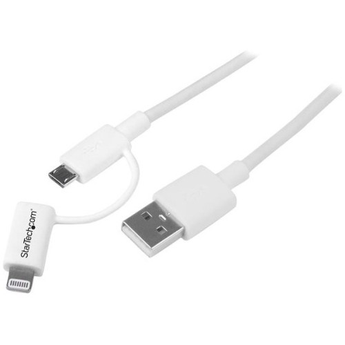 Startech LTUB1MWH Cables 1m (3ft) Apple Lightning Or Micro Usb To Usb Cable For Iphone/ipod/ipad-white 065030861021