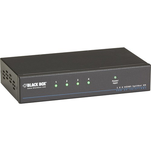 Black Box VSP-HDMI1X4-4K Signal Splitters/Amplifiers Black Box 4k Hdmi Splitter - 1x4 - 3840 × 2160 - 1 X Hdmi In - 4 X Hdmi Out - Taa Compliant (vsp-hdm Vsphdmi1x44k 722868960202
