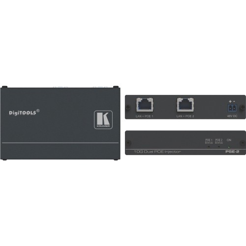 Kramer Electronics PSE-2 Power Injectors/Splitters Kramer 10gb Uhd Power Over Ethernet Injector - 48 V Dc, 1.30 A Output - 1 X 10/100/1000base-t Input  Pse2 7291063076320