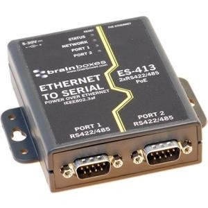 Brainboxes ES-413 Serial Adapters (Multiport) Es-413 Ethernet 2 Port Rs422/485 Power Over Ethernet Poe Es413 818215011274
