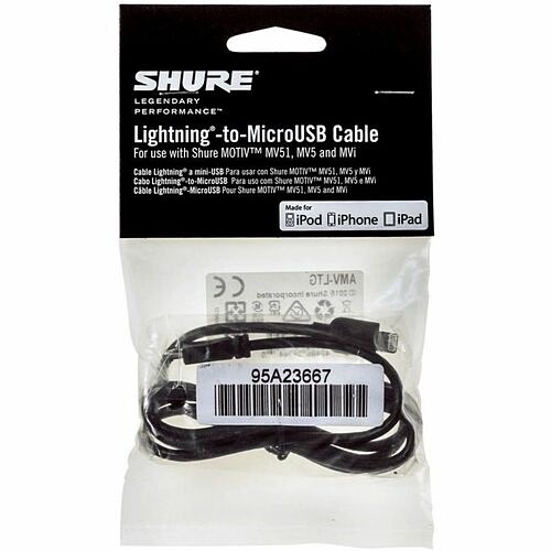 Shure Inc. AMV-LTG Cables Shure Lightning/micro-usb Data Transfer Cable - 3.28 Ft Lightning/micro-usb Data Transfer Cable For  Amvltg 042406397445