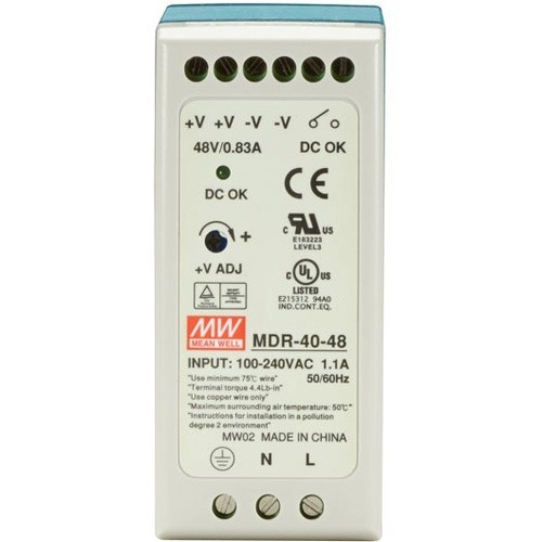 Black Box MDR-40-48 Power Supplies Black Box Din Rail Power Supply, 40 Watts, 48 Vdc - Din Rail - 120 V Ac, 120 V Dc, 230 V Ac, 370 V D Mdr4048 088064542964