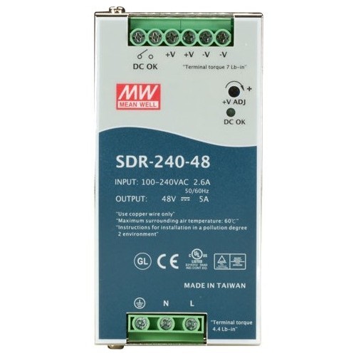 Black Box SDR-240-48 Power Supplies Black Box Din Rail Power Supply - 240 Watts, 48 Vdc - Din Rail - 120 V Ac, 230 V Ac Input - 48 V Dc  Sdr24048 088064212911