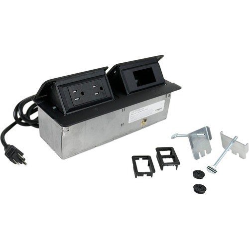 Middle Atlantic DQFP15BK-2A Power/Data Outlets Wiremold Cord Ended Dequorum Dual Flip-up Unit - 15 A Rectangular Tabletop - Taa Compliant (dqfp15bk Dqfp15bk2a 786776184556