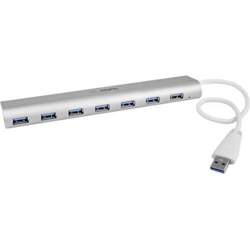 Startech ST73007UA USB/Firewire Adapters 7 Port Compact Usb 3.0 Hub With Built-in Cable - Aluminum Usb Hub - Silver 065030861724