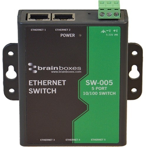 Brainboxes SW-005-X100M Switches & Bridges Brainboxes Sw-005 Unmanaged Ethernet Switch 5 Ports - 5 Ports - Fast Ethernet - 10/100base-t - 2 Lay Sw005x100m 837324003826