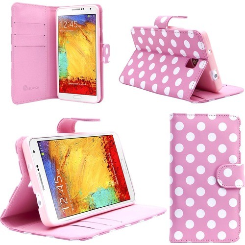I-Blason NOTE3-LTH-DALPNK Carrying Cases I-blason Note3-lth-dalpnk Carrying Case (book Fold) Smartphone - Polyurethane Leather Body - Pink/wh Note3lthdalpnk 796762311941