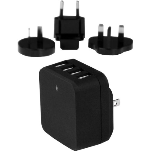 Startech USB4PACBK Power Adapters 4-port Usb Wall Charger - International Travel - 34w/6.8a - Black 065030865845