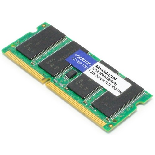 Addon AA160D3SL/16G Memory/RAM Addon Aa160d3sl/16g X1 Jedec Standard 16gb Ddr3-1600mhz Unbuffered Dual Rank 1.35v 204-pin Cl11 Sodi Aa160d3sl16g 821455635261