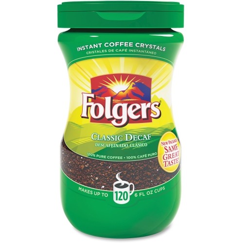 Folgers Classic Decaf Instant Coffee Crystals Decaffeinated 8 Oz