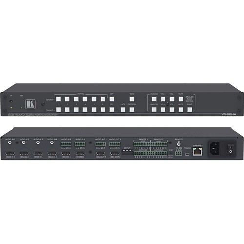 Kramer Electronics VS-62HA VGA Switchboxes Kramer 6x2 4k Uhd Hdmi/audio Automatic Matrix Switcher - 3840 × 2160 - 4k - 6 X 2 - Display, Compute Vs62ha 818252010513