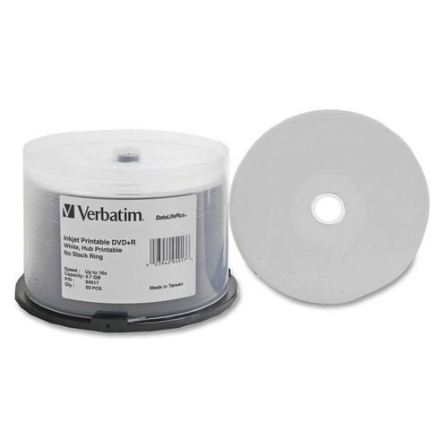Verbatim 94917 DVD/CD Media 16x White Inkjet Printable Dvd+r 012305143269