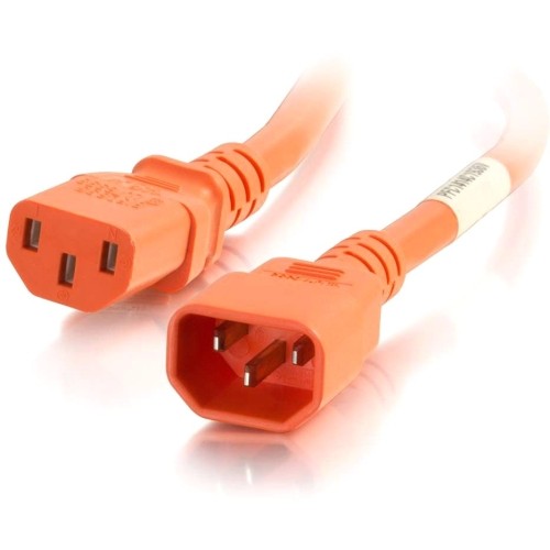 C2g 17482 Power Cords 2ft 18awg Power Cord (iec320c14 To Iec320c13) - Orange 757120174820