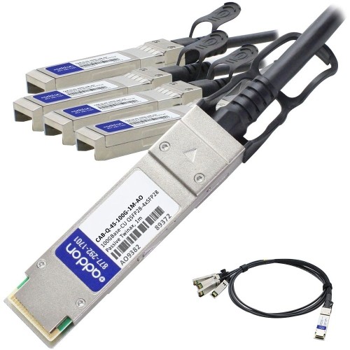 Addon CAB-Q-4S-100G-3M-AO Cables Addon Arista Networks Cab-q-4s-100g-3m Compatible Taa Compliant 100gbase-cu Qsfp28 To 4xsfp28 Direct Cabq4s100g3mao 821455652169