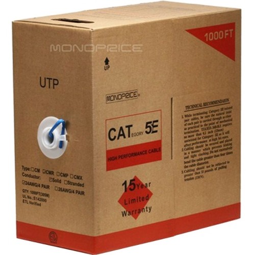 Monoprice 880 Cables Monoprice Cat. 5e Utp Network Cable - 1000 Ft Category 5e Network Cable For Network Device - First E 844660008804
