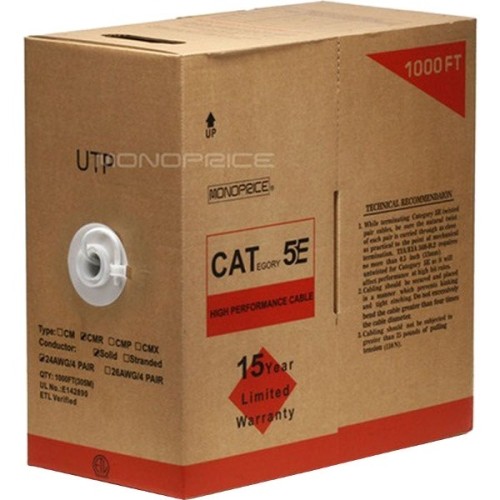 Monoprice 884 Cables Monoprice Cat. 5e Utp Network Cable - 1000 Ft Category 5e Network Cable For Network Device - First E 844660008842