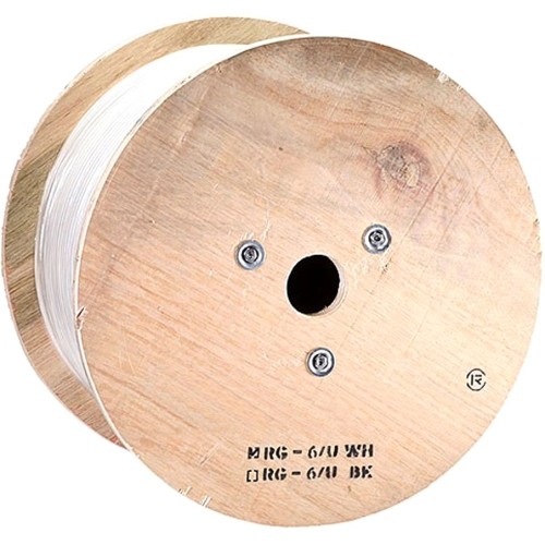 Monoprice 7482 Cables Monoprice 1000ft Rg6 (18awg), Quad Shield, Cl2 Bulk Cable - White - 1000 Ft Coaxial Antenna Cable Fo 844660074823