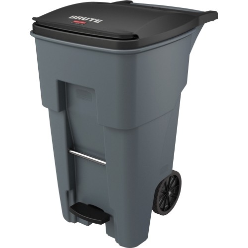 Rubbermaid 1971968 Wastebaskets & Trash Cans 1971968 65 Gallon Brute Step-on Rollout Container - Gray RCP1971968 10086876233749