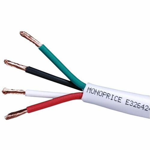 Monoprice 16085 Cables Monoprice Speaker Wire, Cl2 Rated, 4-conductor, 14awg, 1000ft, White - 1000 Ft Audio Cable For Speak 889028041963