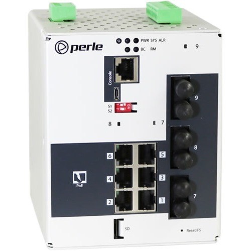 Perle Systems 07016640 Switches & Bridges Perle Ids-509f3pp6-t2md2-sd40 - Industrial Managed Power Over Ethernet Switch - 9 Ports - Manageable 0679202166403