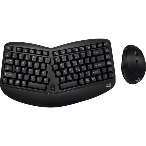 Adesso WKB-1150CB Keyboard & Mouse Combos Adesso Tru-form Wireless Ergo Mini Keyboard And Mouse - Usb Membrane Wireless Rf Keyboard - 87 Key - E Wkb1150cb 818217038057