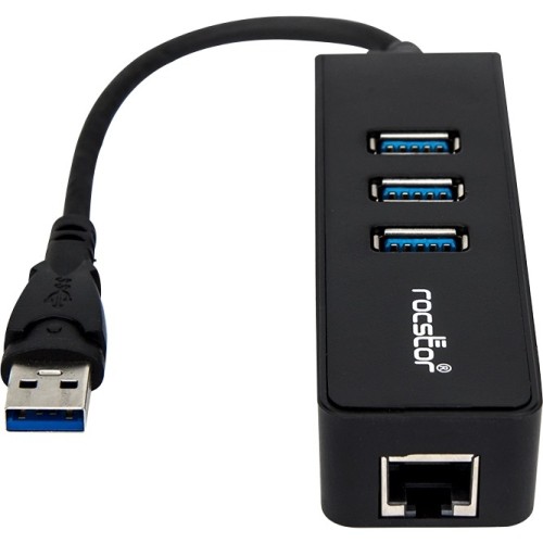 Rocstor Y10A179-B1 USB/Firewire Adapters Rocstor Premium 3 Port Portable Usb 3.0 Hub With Gigabit Ethernet 10/100/1000- External Portable 3 P Y10a179b1 818268479441
