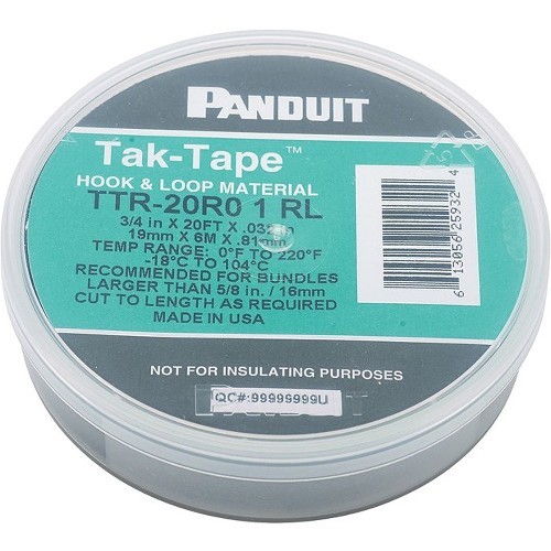 Panduit TTR-20R0 Cable Management Panduit Hook And Loop Cable Ties - Tie Strap - Black - 1 - 40 Lb Loop Tensile - 20 Ft Length - Nylon,  Ttr20r0 661305625932