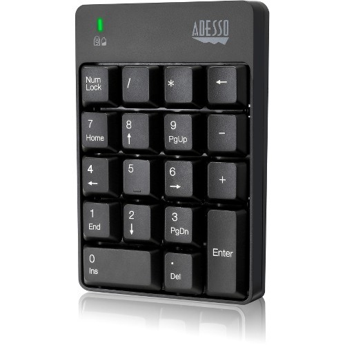 Adesso WKB-6010UB Keyboards & Keypads Adesso Wireless Spill Resistant 18-key Numeric Keypad - Wireless Connectivity - Rf - 30 Ft - 2.40 Gh Wkb6010ub 783750008761