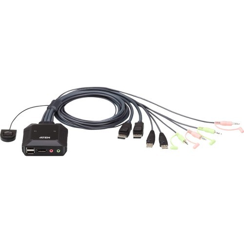 Aten CS22DP KVM Switchboxes Aten 2-port Usb Displayport Cable Kvm Switch With Remote Port Selector - 2 Computer(s) - 1 Local Use 993248658471