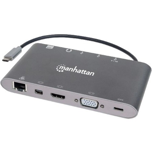 Manhattan 152808 Docking Stations Manhattan Usb-c Dock/hub With Card Reader, Ports (x8): Usb-c To Hdmi, Audio 3.5mm, Ethernet, Mini Di 766623152808