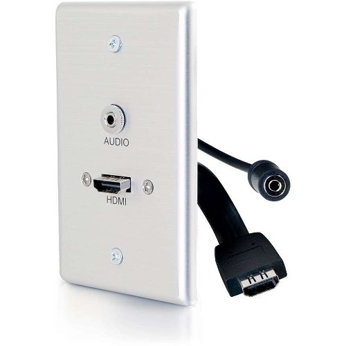 C2g 39871 Faceplates & Mounting Boxes C2g Single Gang Hdmi Wall Plate With 3.5mm Audio Aluminum - 1-gang - Wall Mount - Brushed Aluminum - 818241733270