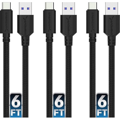 Sabrent CB-C3X6 Cables 3-pack 22awg Premium 6ft Usb-c To Usb A 3.0 Sync And Charge Cables (cb-c3x6) Cbc3x6 819921016782