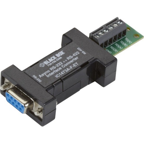 Black Box IC1473A-F-ET Connector Adapters Black Box Async Rs-232 To Rs-422 Interface Converter - Db9 To Terminal Block - 1 X 9-pin Db-9 Rs-232 Ic1473afet 822088143086