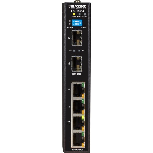Black Box LGH1006A Switches & Bridges Black Box Industrial Ethernet Switch - Extreme Temperature, 6-port - 6 Ports - Gigabit Ethernet - 10 997855427260