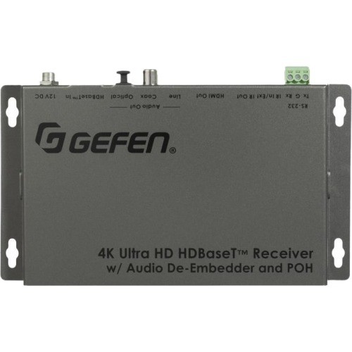 Gefen EXT-UHDA-HBTL-RX Video Consoles/Extenders Gefen 4k Ultra Hd Hdbaset Receiver W/ Audio De-embedder And Poh - 1 Output Device - 230 Ft Range - 1 Extuhdahbtlrx 818263012735