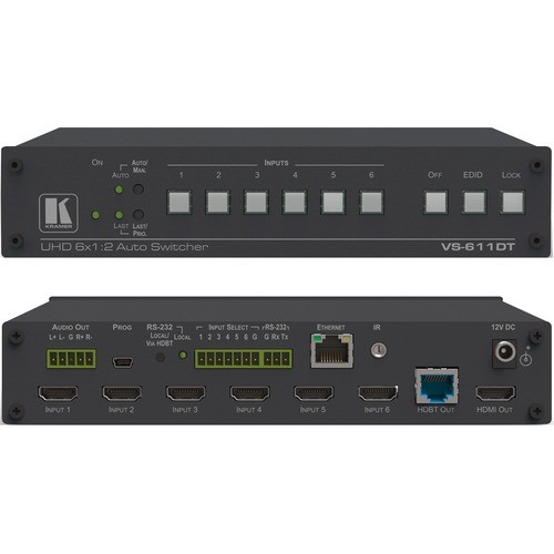 Kramer Electronics 20-00611090 VGA Switchboxes Kramer Vs-611dt 6x1:2 4k60 4:2:0 Hdmi Auto Switcher And Poe Provider Over Hdbaset - 4k - Twisted Pai 2000611090 7291063072537
