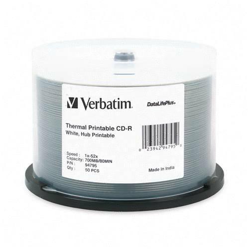 Verbatim 94795 DVD/CD Media Datalife Plus White Thermal Cd-r 023942947950