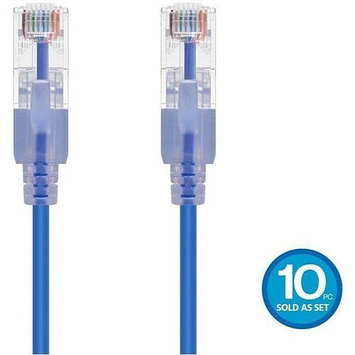 Monoprice 33256 Cables Monoprice Slimrun Patch Utp Category 6a Network Cable - 30 Ft Category 6a Network Cable For Network  889028084120