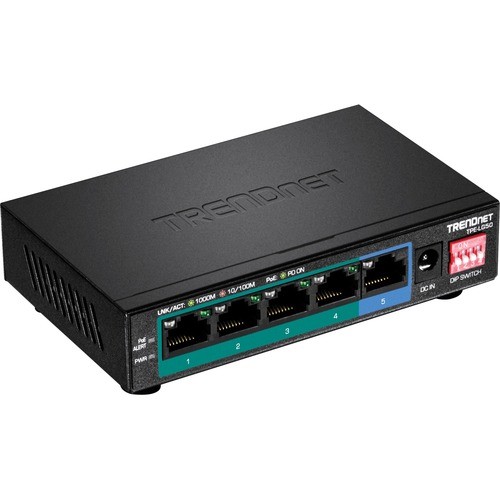 Trendnet TPE-LG50 Switches & Bridges Trendnet 5-port Gigabit Long Range Poe+ Switch, 4 X Gigabit Poe+ Ports, 1 X Gigabit Port, 32w Poe Bu Tpelg50 710931161304